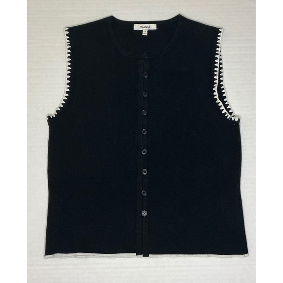 Madewell Sweaters - Madewell Blanket Stitch Knit Crewneck ButtonUp Sweater Tank Quiet Luxury Minimal
